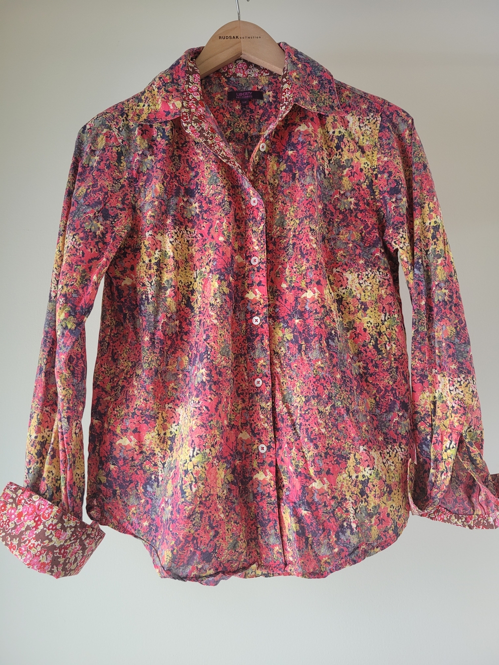 Liberty Art Fabrics 100% Cotton Floral Button-Up Shirt Size Small